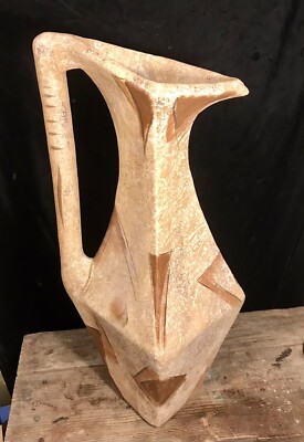 LARGE 30'' Vtg MCM Floor Vase Pitcher Chalkware? Sculpture Statue Southwest