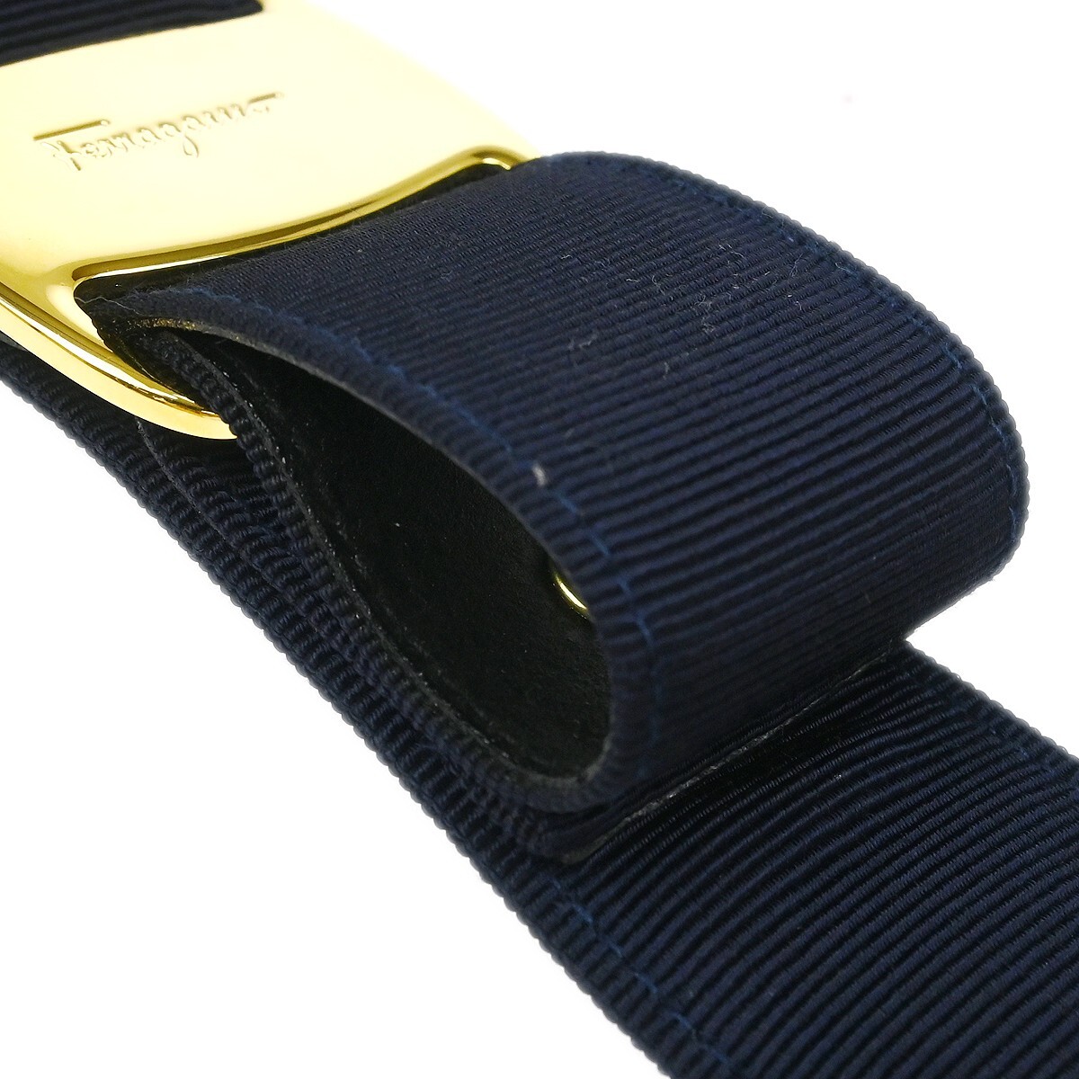 Salvatore Ferragamo Navy Canvas Belt #S 8046 Small Good 