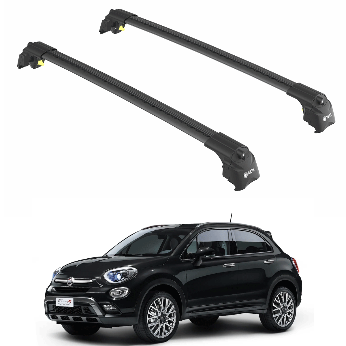 to Fit Fiat 500X SUV 14+ Roof Racks Cross Bars Black Set 2Pcs | eBay