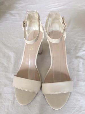 off white block heel sandals