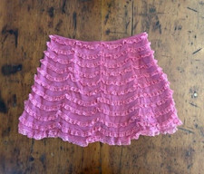 Vintage 90s Betsey Johnson New York Pink Silk Lined Ruffled Lace Mini Skirt 4