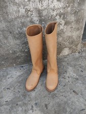 Bota Larga Militar Segunda Guerra Mundial con Suela de Cuero Color Natural. Bota militar, bota