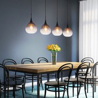 HäNgelampe Pendelleuchte Esstischlampe Rauchglas 4 Flammig Wohnzimmerlampe 120Cm