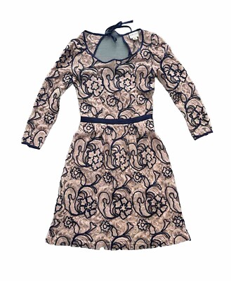 Reiss Esther Dress Light Pink Blue Lace Dress Long Sleeved Size