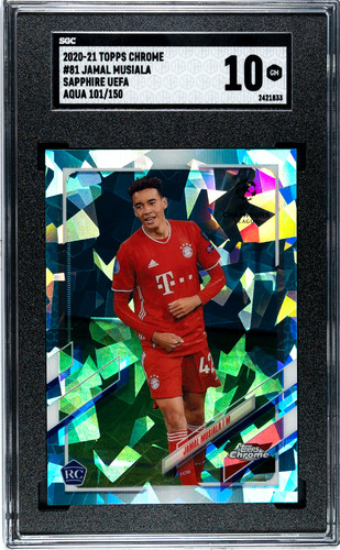 Jamal Musiala [Aqua] #81 2020 Topps Chrome UEFA Champions League Sapphire card