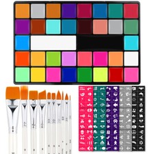 Professional Face Body Paint Kit 36 Colors Oil Face Body Paint Brushes Stencils