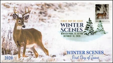 20-239, 2020, Winter Scenes, FDC, Digital Color Postmark, Deer, 