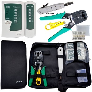 Ethernet Network RJ45 Cat5e Cat6 Cable Tester Crimping Tool + 10x