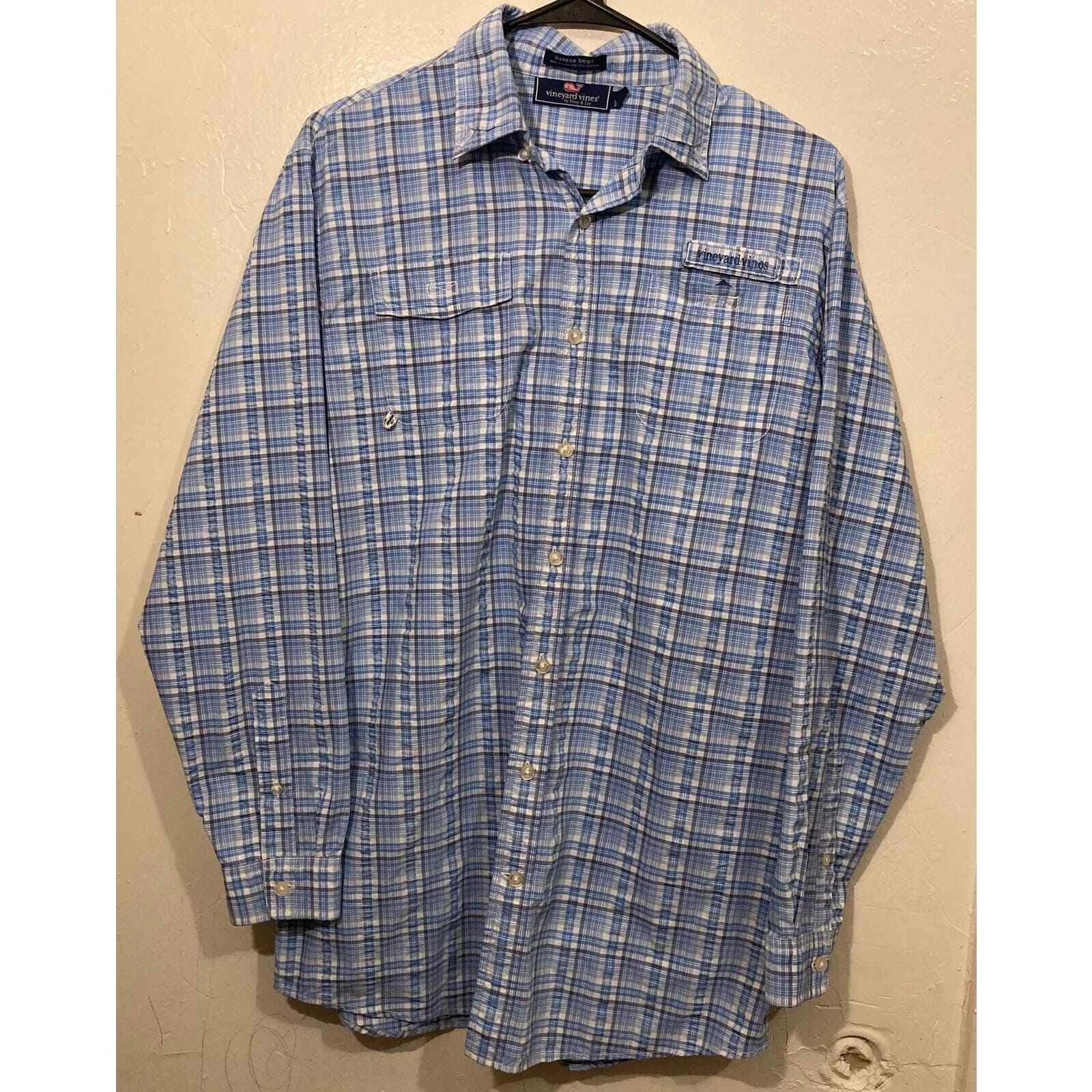 VINEYARD VINES Harbor Performance Fabric Fishing Shirt Men’s Blue Gray Sz XL