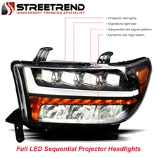 Streetrend Full LED Sequential Projector Headlights Black For 2007-2013 Tundra