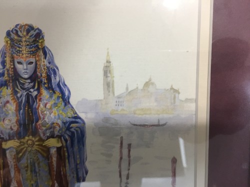 Beautiful Original Decorative Masquerade Watercolor Paintings, Signed By Artist - Picture 9 of 11