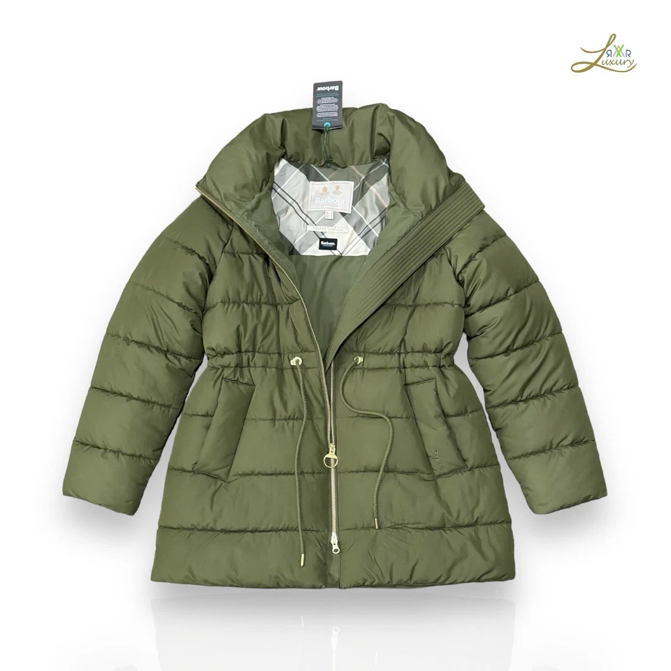 Barbour Manning Puffer Ladies Jacket – Olive Green, Size UK 10 - Image 3 of 4