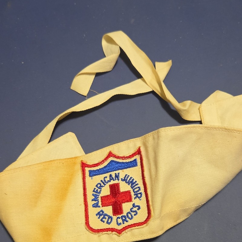 WW2 American Junior Red Cross Cloth headband w/ Embroidered Red Cross Patch