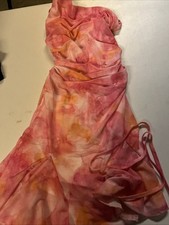Tie-Dye Print Draped Elegant Slip Summer Dress