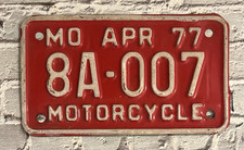 1977 Missouri Motorcycle License Plate 8A-007