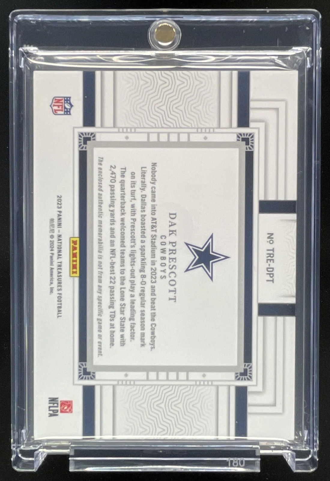 2023 National Treasures Tremendous NFL Shield #TRE-DPT Dak Prescott 1/1 view 2