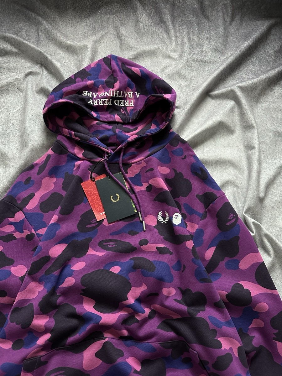 NWT Bape A Bathing Ape X Fred Perry Purple Color Camo Pullover