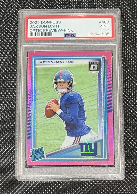 Jaxson Dart 2025 Optic Pink Preview PSA 9 