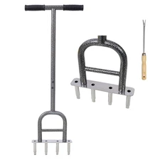 Lawn Coring Aerator,  4 Corer Plug Aerator Tool with Soft Rubber Grip, Manual Gr