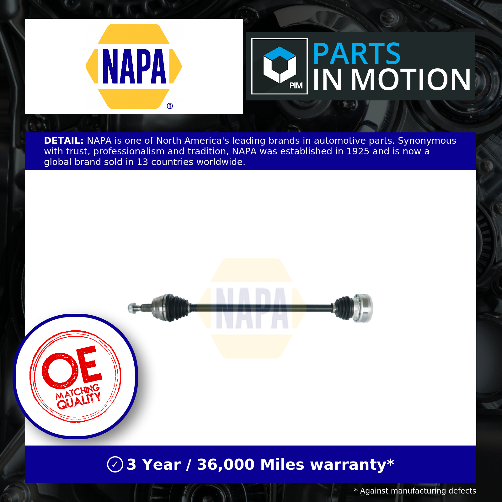 NAPA Drive Shaft Front Right NDS1166R Driveshaft 1J0407272 1J0407272AH Brand New - Image 10