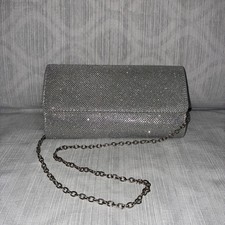 Evening Clutch/Silver/Sparkling/Chain Strap/Parties, Etc.