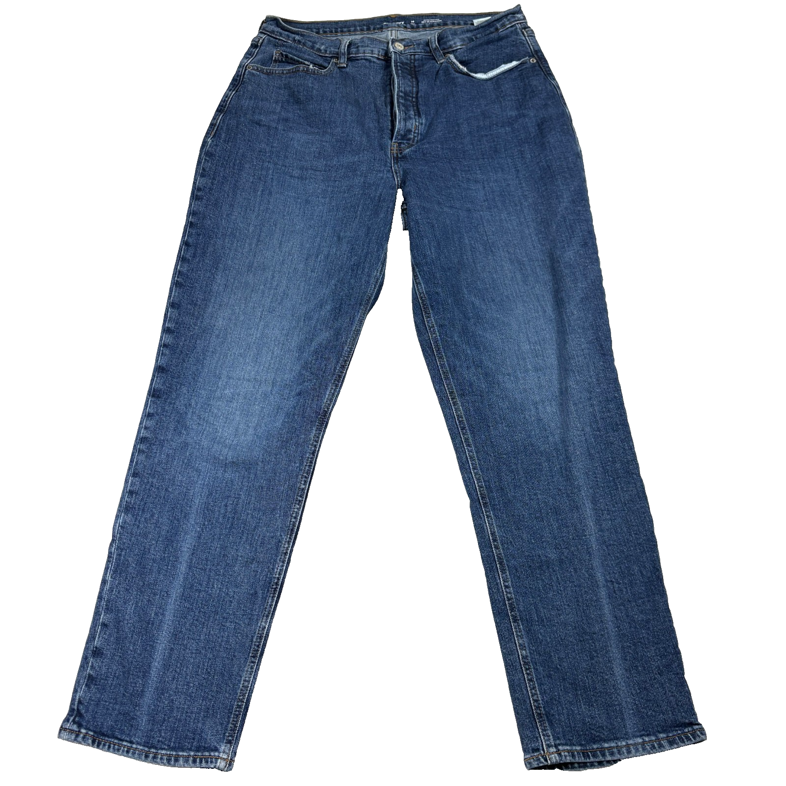 Old Navy Sky Button Fly Straight Jeans Womens 14 Tall Extra High Rise Blue Denim
