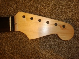STRAT NECK Maple & DARK Rosewood 22f Musikraft Head Truss Rod Tusq Nut Installed