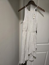 Express Womens Dress White With Light Grey Print XS NWT
