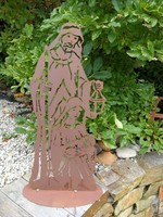 Edelrost Weihnachtsszene Auf Platte Gartendeko Winter Rost Figur Weihnachten