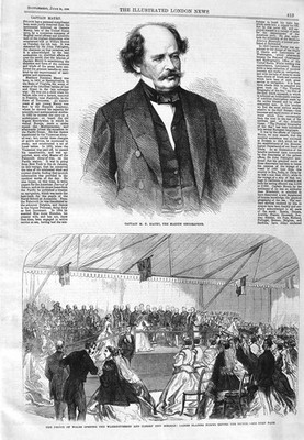 Original Old Antique Print 1866 Captain Maury Marine Geographer Prince Wales