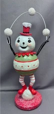 Johanna Parker Juggling Snowman On Snowball Figurine 7.5" Red Top Hat Transpac