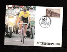 75e Tour de FRANCE - Hommage a ANQUETIL Carte 1er Jour 1988 PARIS