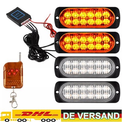 4PCS LED Auto Frontblitzer Orange Blitzlicht Warnleuchte LKW Strobe Licht 12V
