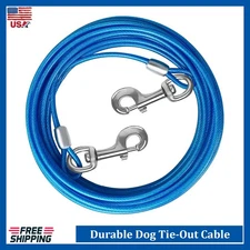 10 FT Durable Dog Tie-Out Cable Leash Large Dog Metal Wire Steel Chain Lead Blue