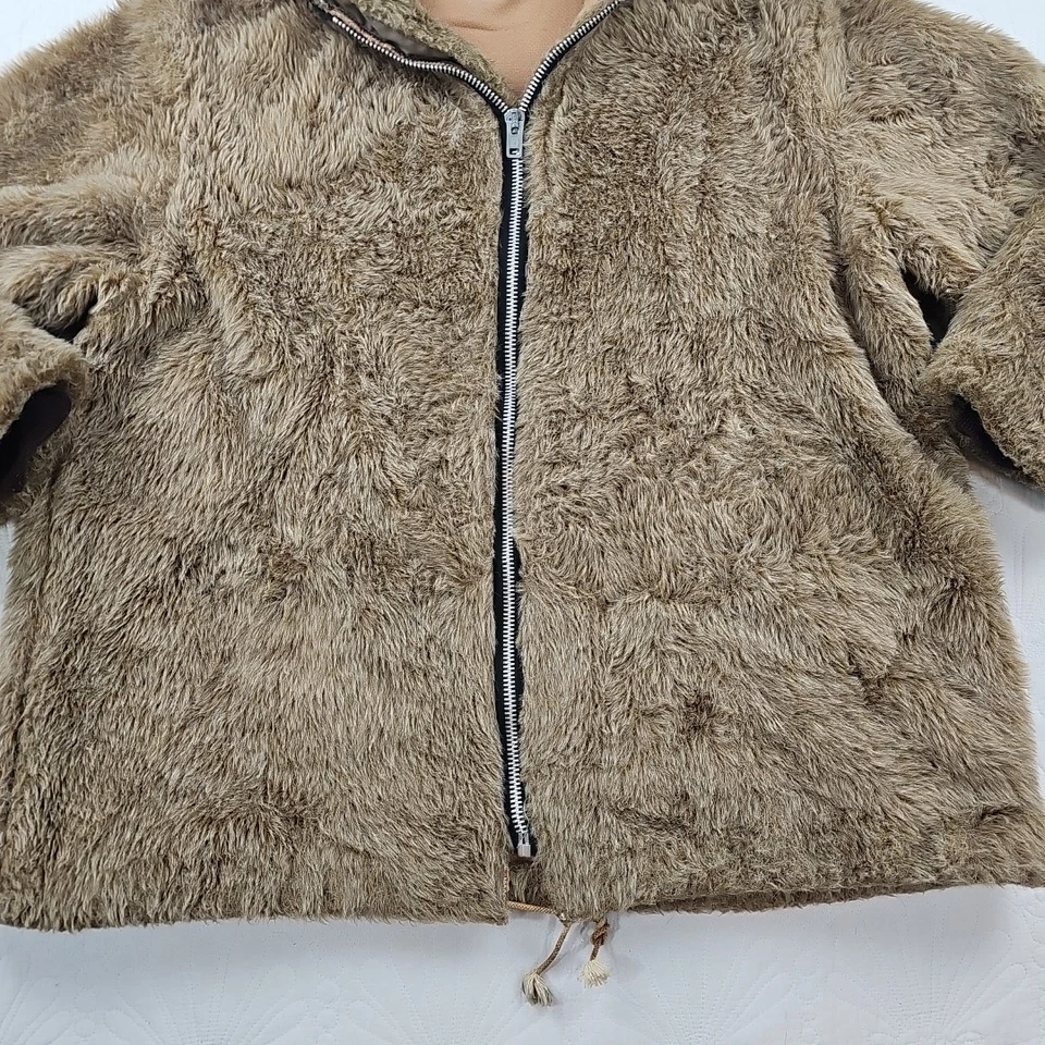 VTG Towncraft Jcpenny Fur Coat Brown Full ZIp Hooded Size L Metal Zip - Image 2 of 4