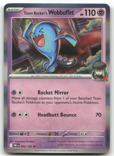 Team Rocket's Wobbuffet #82/182 (Holo) (NM) SV10: Destined Rivals DRI Pokemon