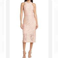 Sam Edelman Dress Womens Size 6 Pink Lace Sleeveless Midi A-line Party Sexy