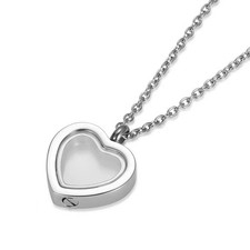 Stainless Steel Heart Urn Locket Necklace Memorial Keepsake Pendant