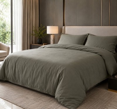 Boll Branch Duvet Cover Olive King Cali King Minimalist Luxury