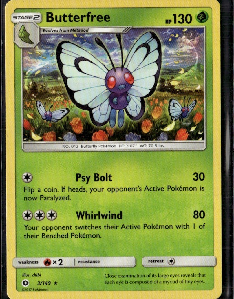 Butterfree Rare SM Base Set 3/149 Grass Pokemon Card