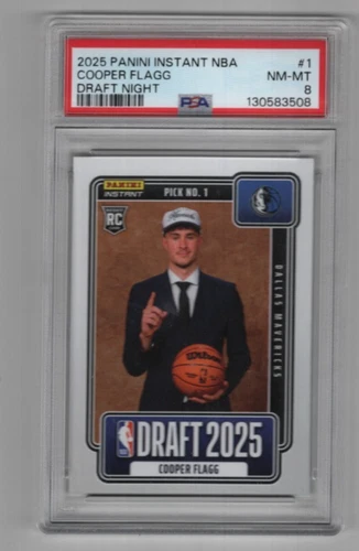 COOPER FLAGG 2025-26 PANINI INSTANT BASKETBALL ROOKIE DRAFT #D /68380 PSA 8 NM
