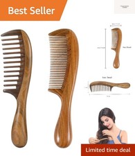 2pcs Wooden Hair Comb Wide Tooth Fine Tooth Detangling Sandalwood Combs