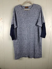 Kerisma  Tunic Sweater S/ M Blue Ragg Bat Wing Knee Length Lightweight Soft