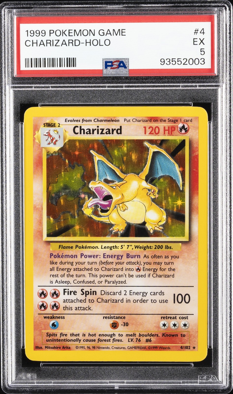 1999 POKEMON GAME #4 CHARIZARD-HOLO PSA 5