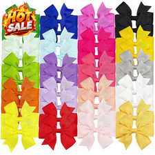 40 Pcs 3 Inch Boutique Grosgrain Ribbon Hair Bows for Girls and Toddlers