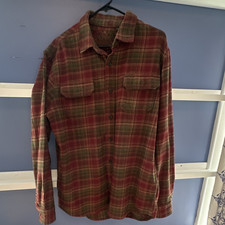 Orvis Men's M Regular Plaid Flannel Cotton Button-Up Shirt Red/Green LS