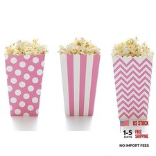 Popcorn Boxes, 36PCS Red and White Striped Mini Popcorn Buckets for Movie