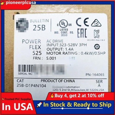 New 25B-D1P4N104 PowerFlex 525 0.4kW (0.5Hp) AC Drive AB 25BD1P4N104 US Free Tax