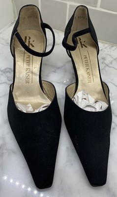 Peter Kaiser Black Velvet Kitten Heel Ankle Strap Pumps US Size 8