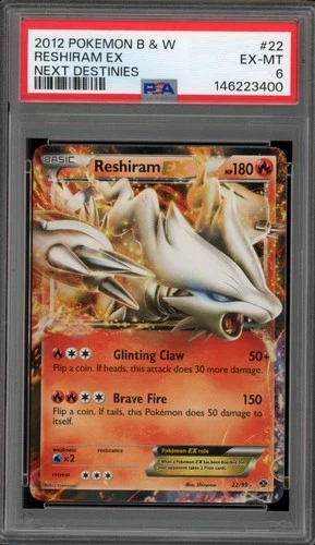 Pokemon Reshiram EX Next Destinies Holo Ultra Rare #22 PSA 6